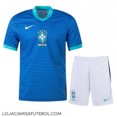 Camisa de Futebol Brasil Equipamento Secundário Infantil Copa America 2024 Manga Curta (+ Calças curtas)